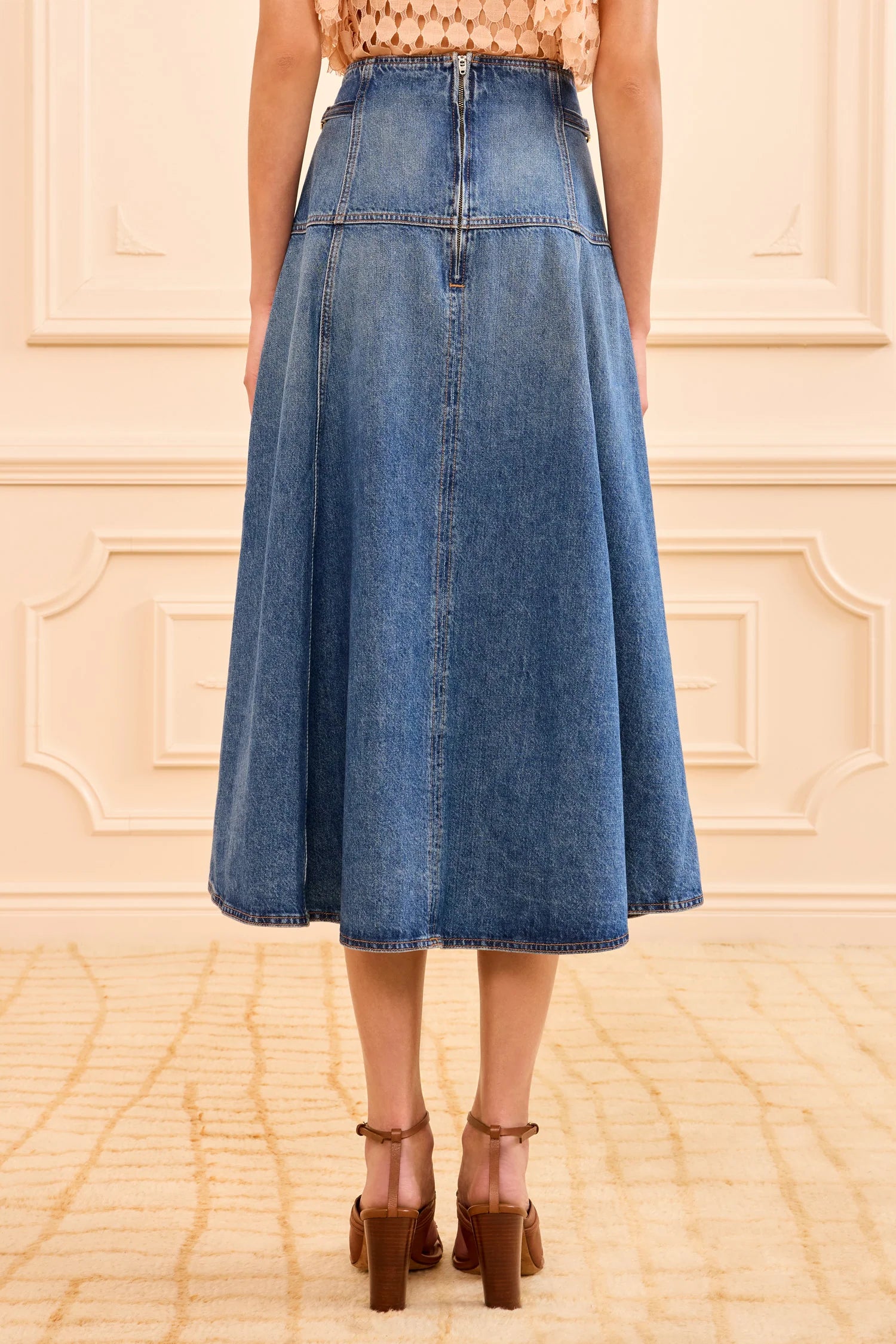 Ulla Johnson Brigette Denim Midi Skirt - Danube