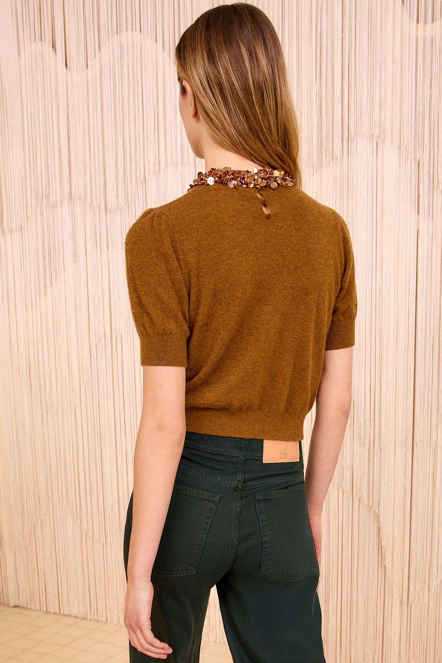 Ulla Johnson Liv Embroidered Cashmere S/S Knit