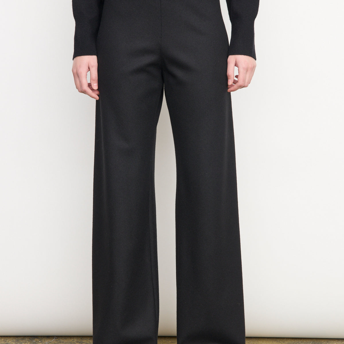 Vince High Waist Wool Blend Bias Pant - Black display picture 1