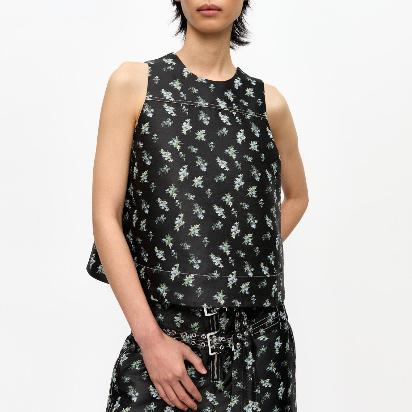 Ganni Floral Jacquard Sleeveless Top