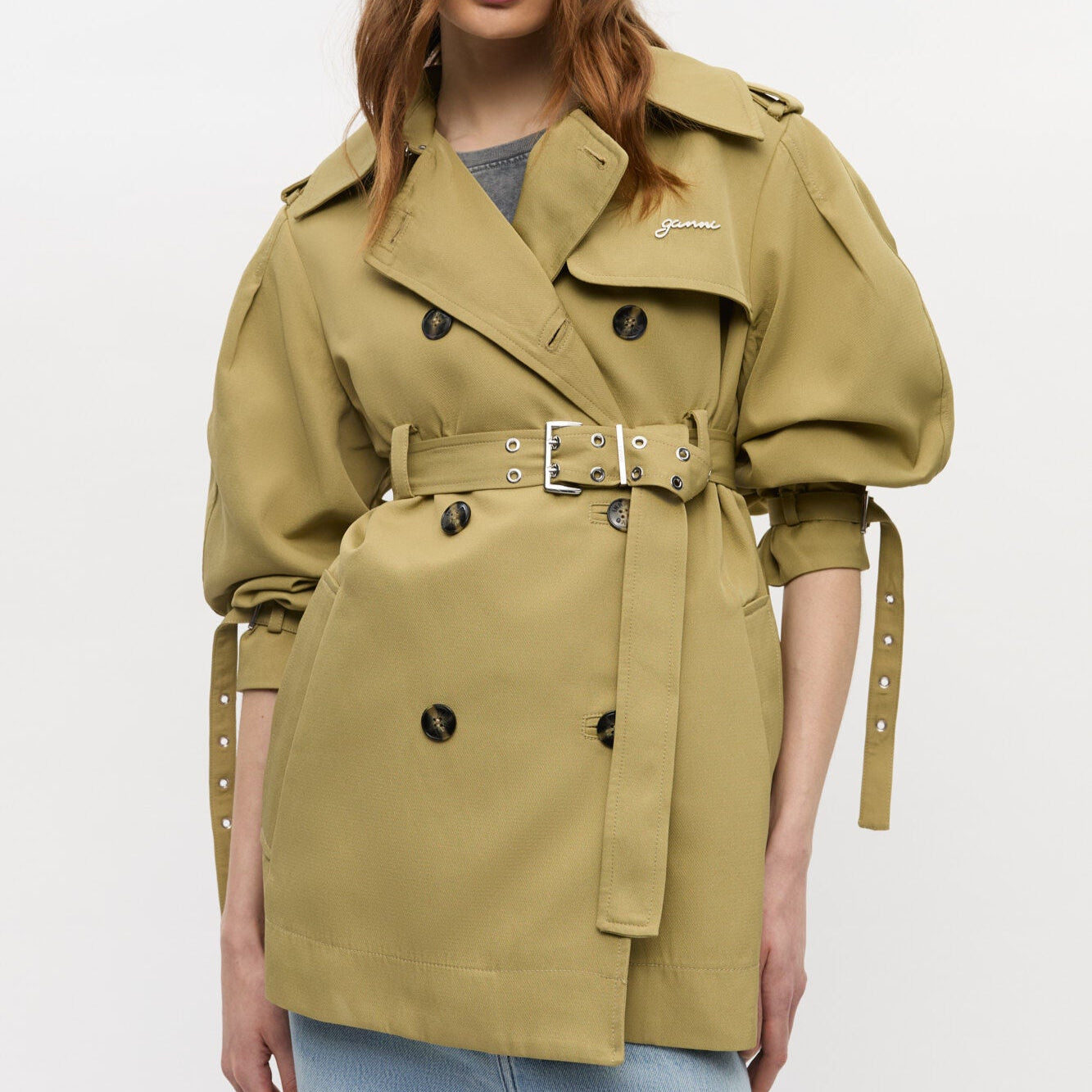 Ganni Heavy Twill Midi Trench Coat