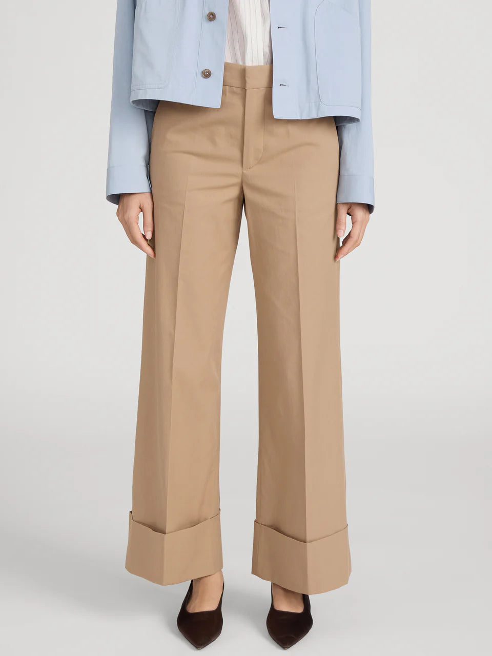 Frame The Cuffed Slim Palazzo Trouser - Khaki
