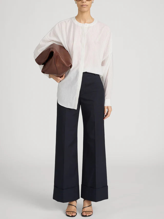 Frame The Cuffed Slim Palazzo Trouser - Navy
