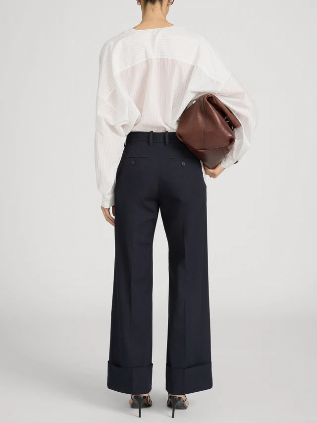 Frame The Cuffed Slim Palazzo Trouser - Navy