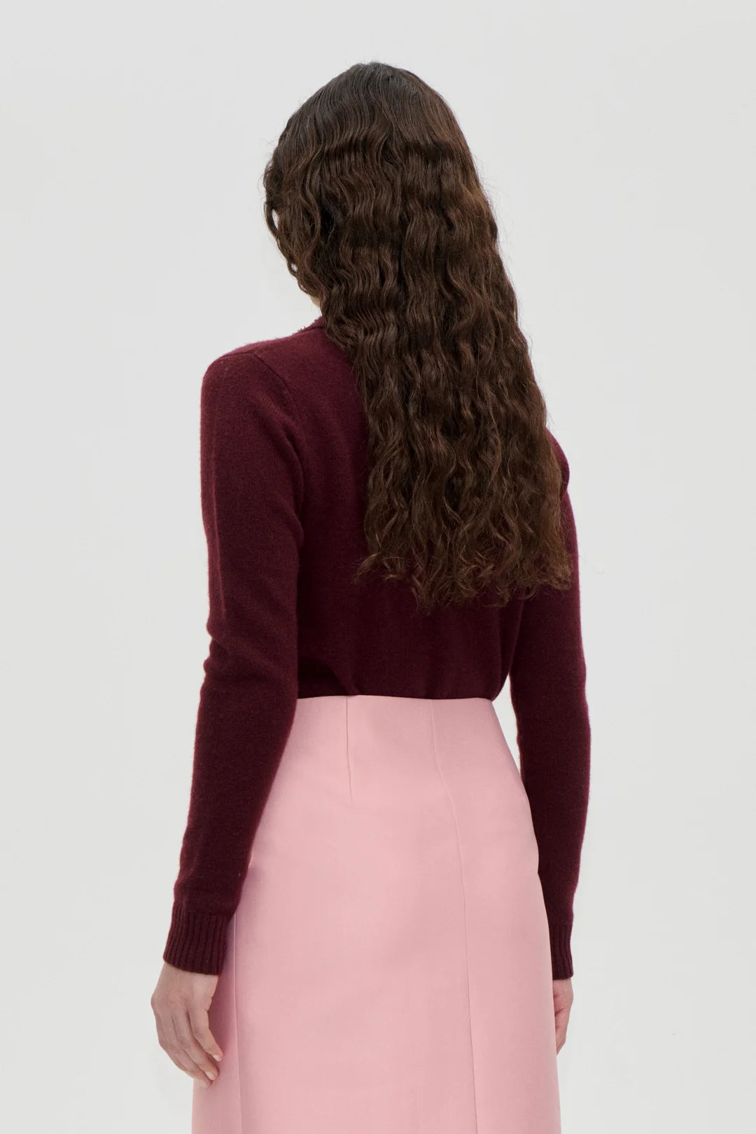 Stine Goya Wide Collar Long Sleeve Cardigan - Bordeaux