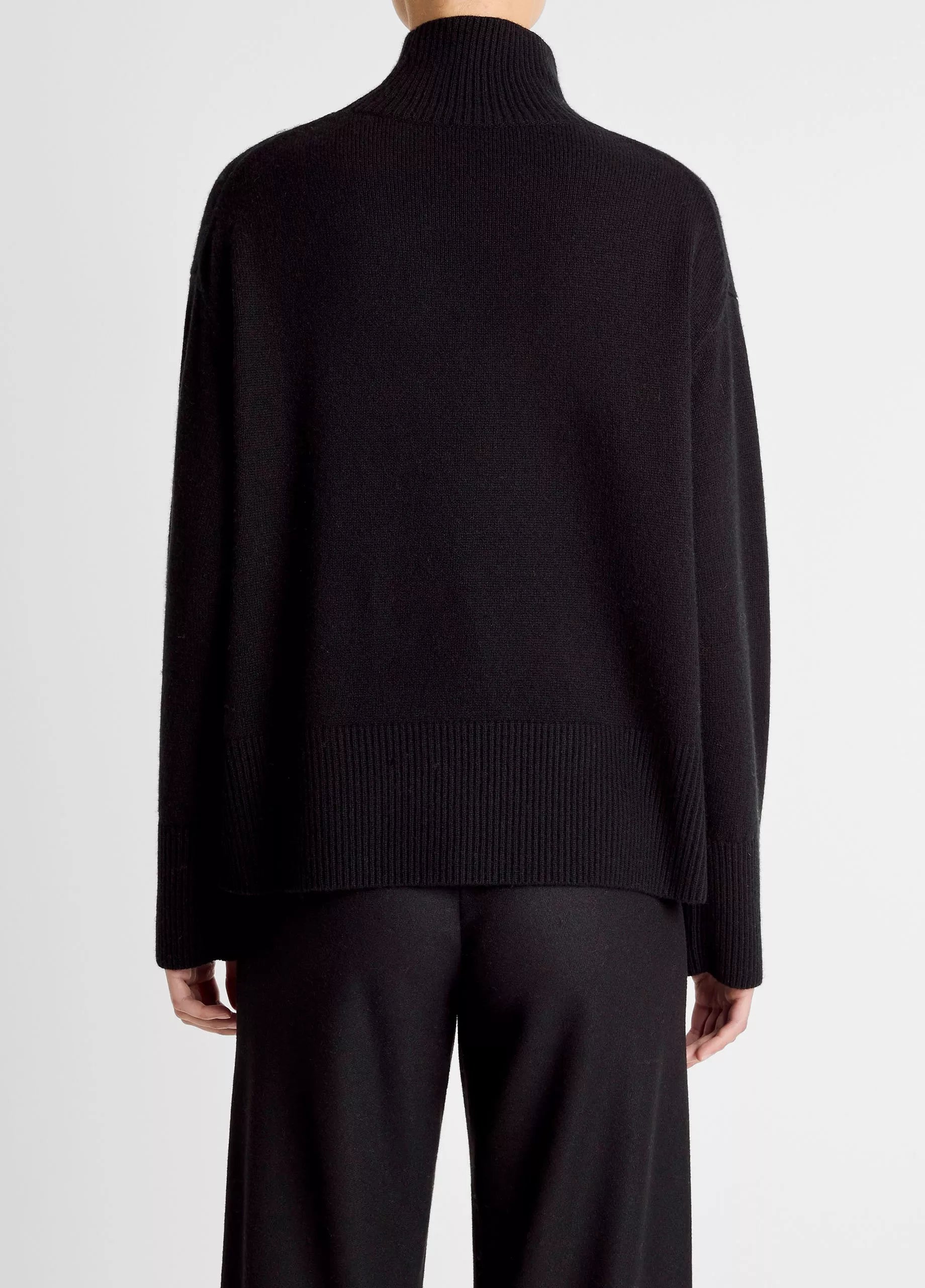 Vince Wool-Cashmere Side-Slit Turtleneck Sweater