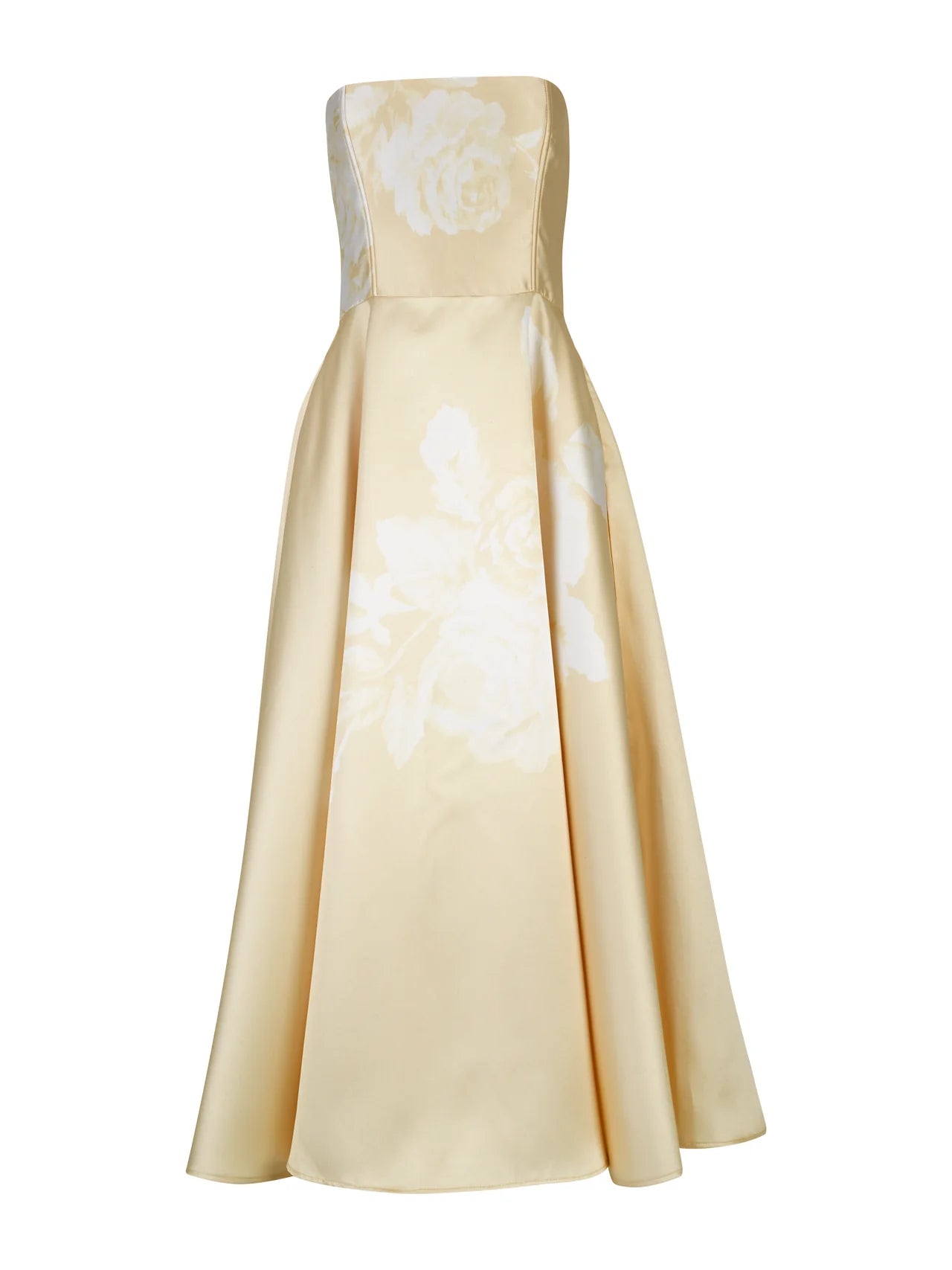 Marques' Almeida Printed Heavy Satin Strapless Midi Dress