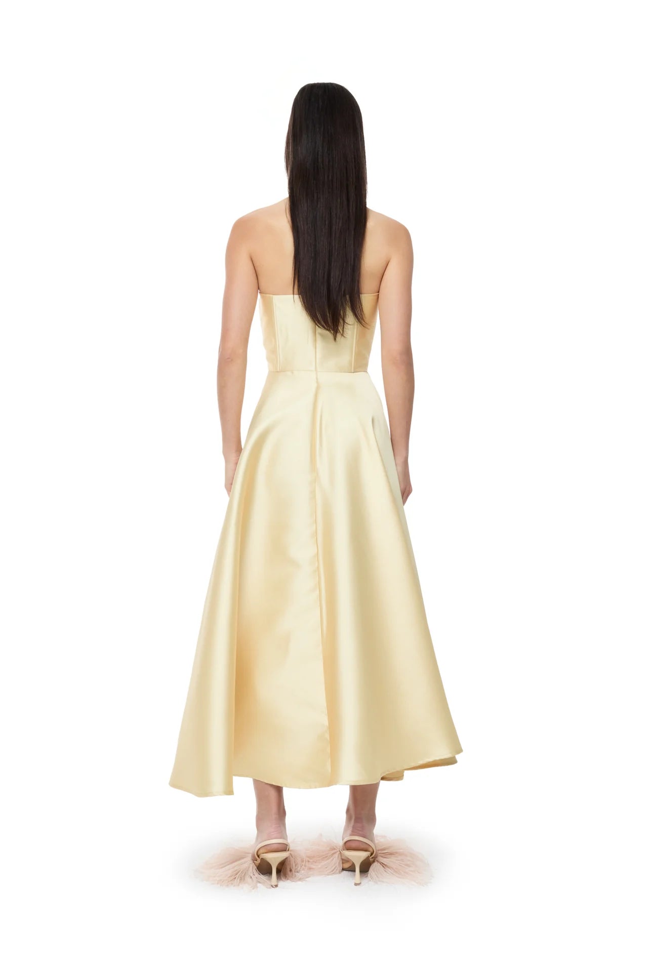 Marques' Almeida Printed Heavy Satin Strapless Midi Dress
