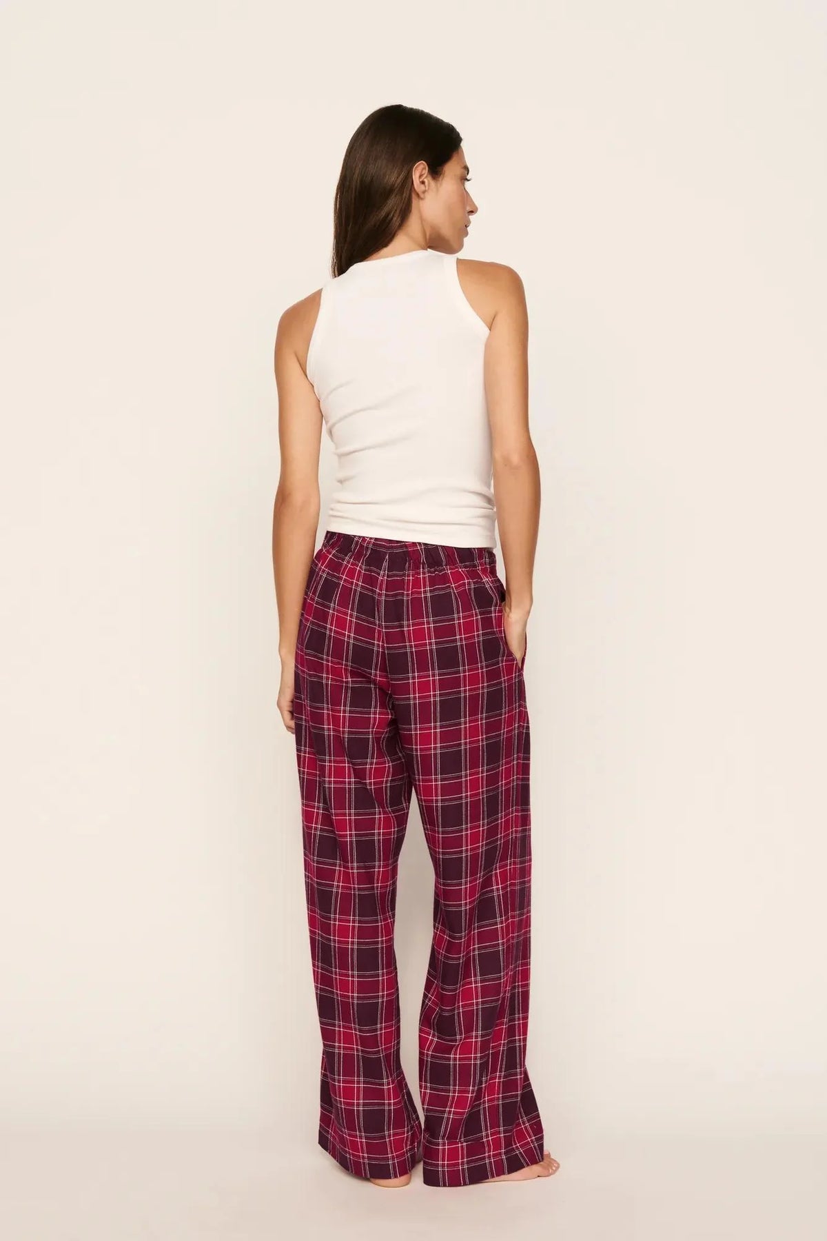 Eberjey Flannel Boxer Pant - Oxford Check Holly Red