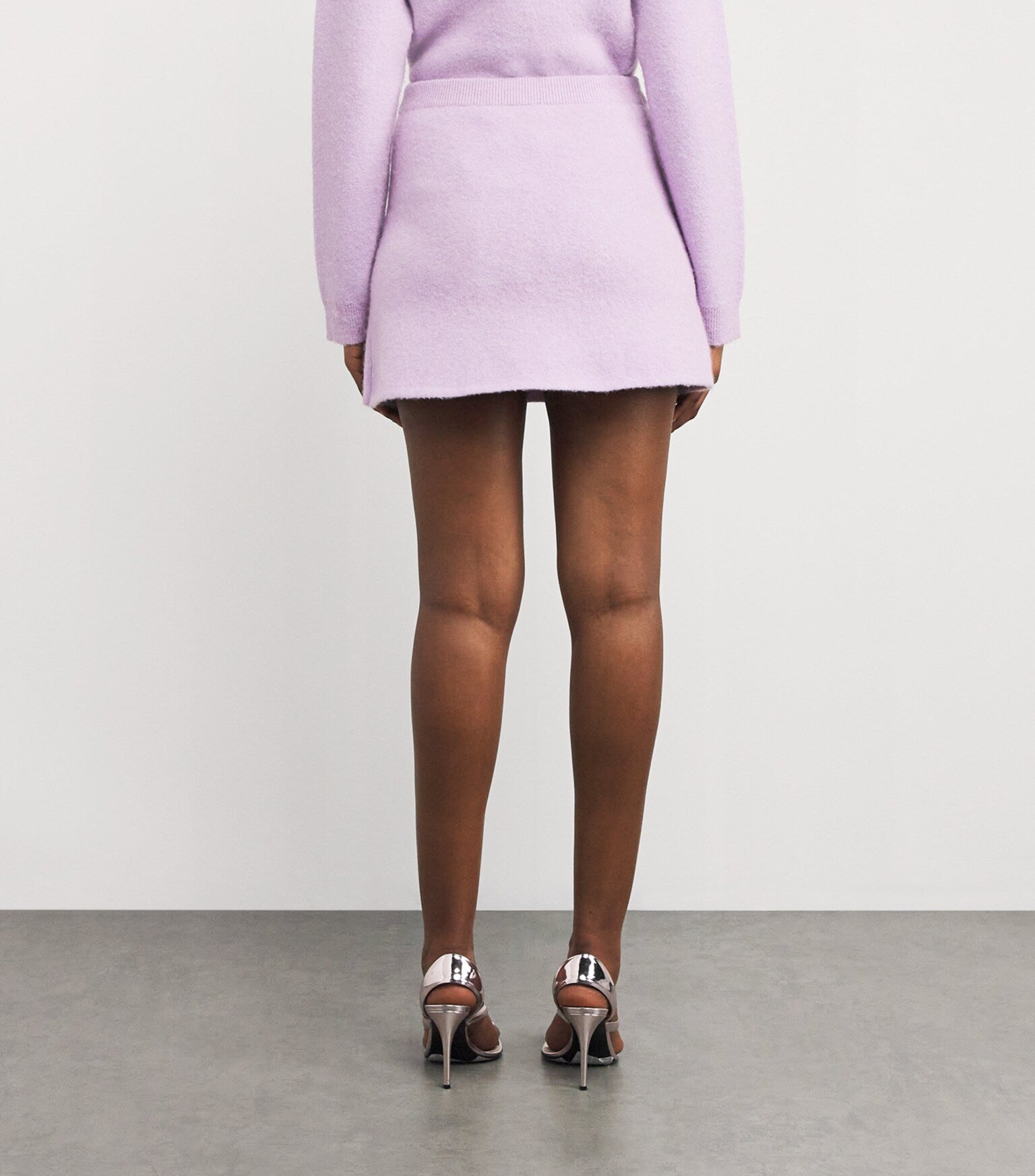 Self Portrait Lilac Crystal Trim Knit Skirt