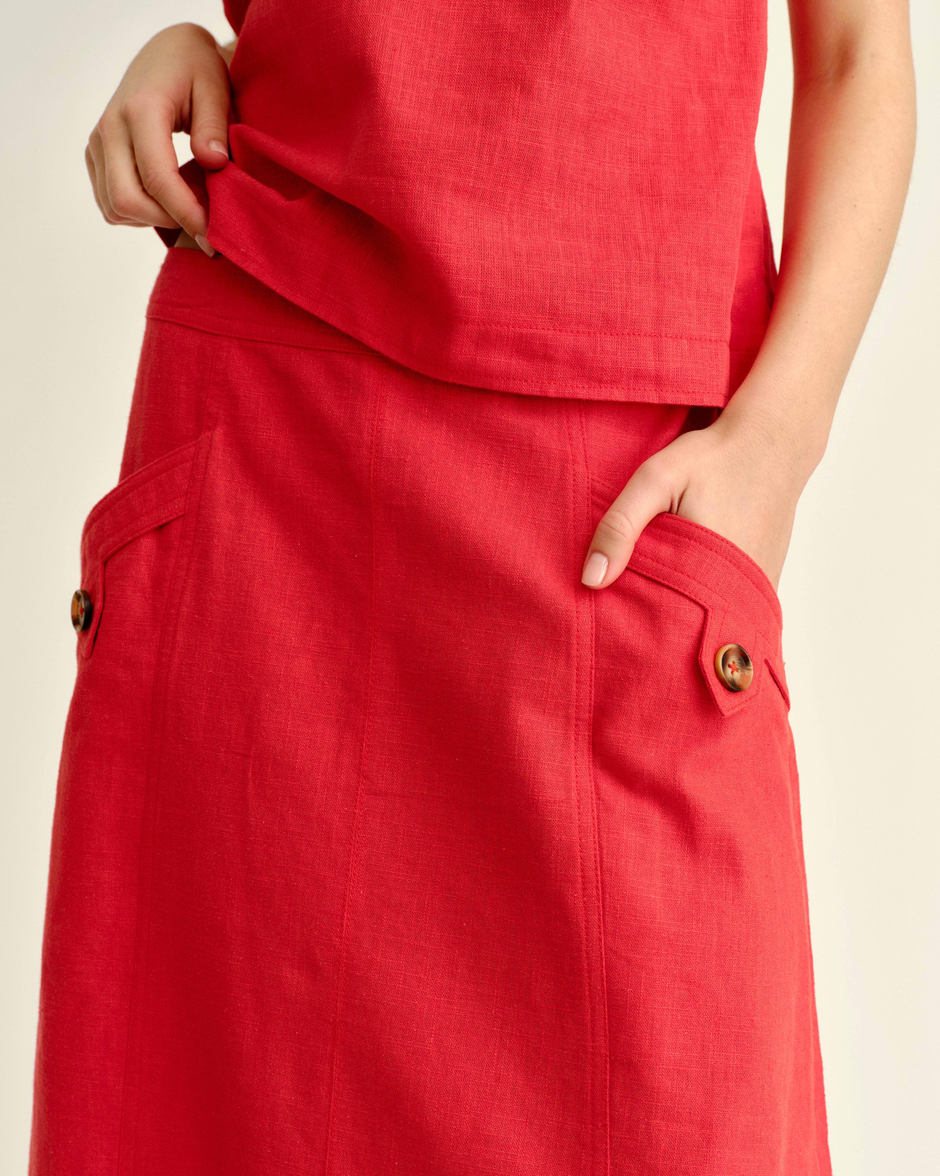 SU26 Alice Button Skirt-Poppy