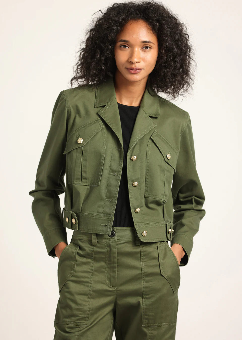 Derek Lam Celinora Cotton Drill Cropped Jacket