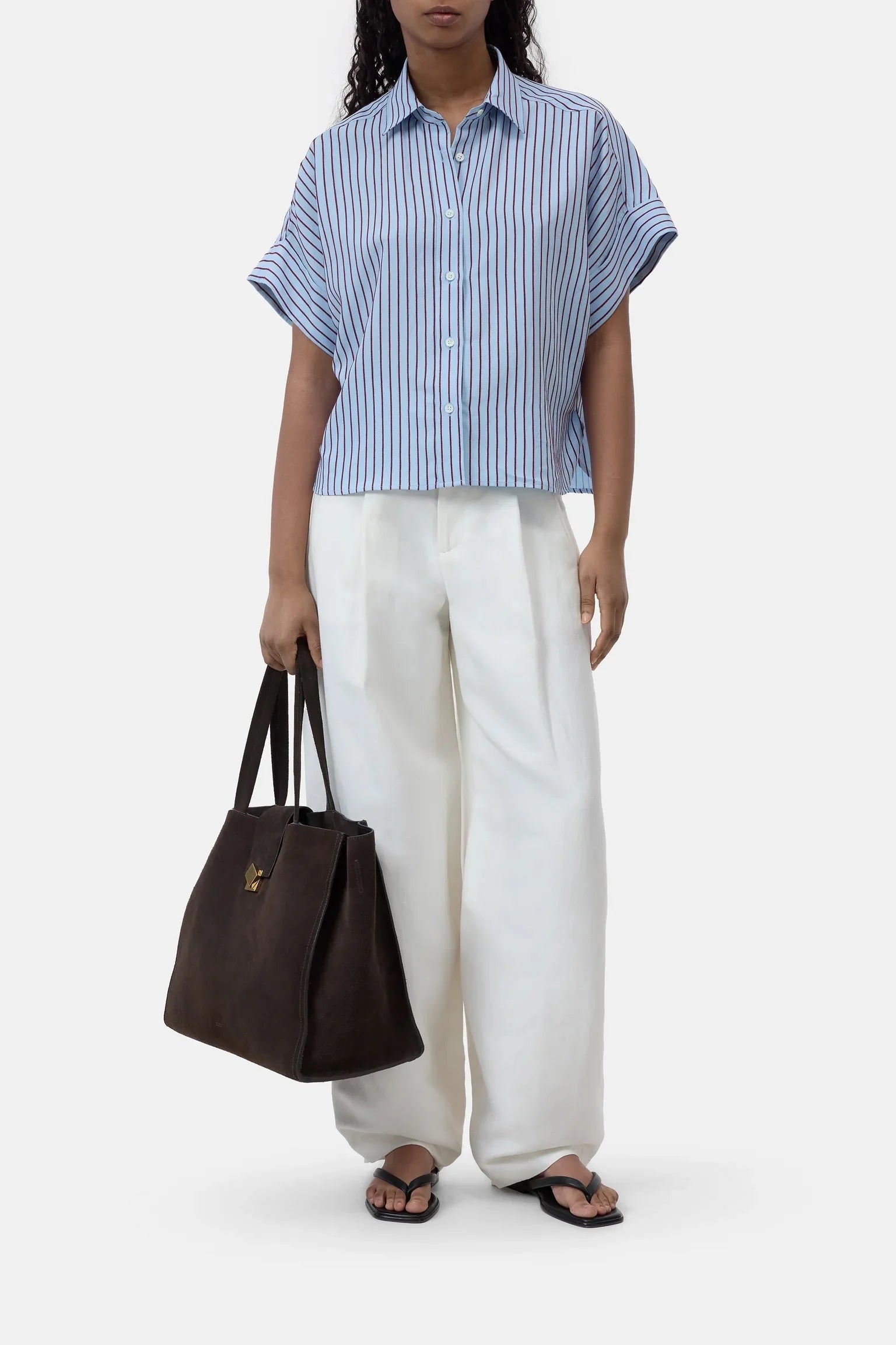 Closed Turn-Up Striped Shirt