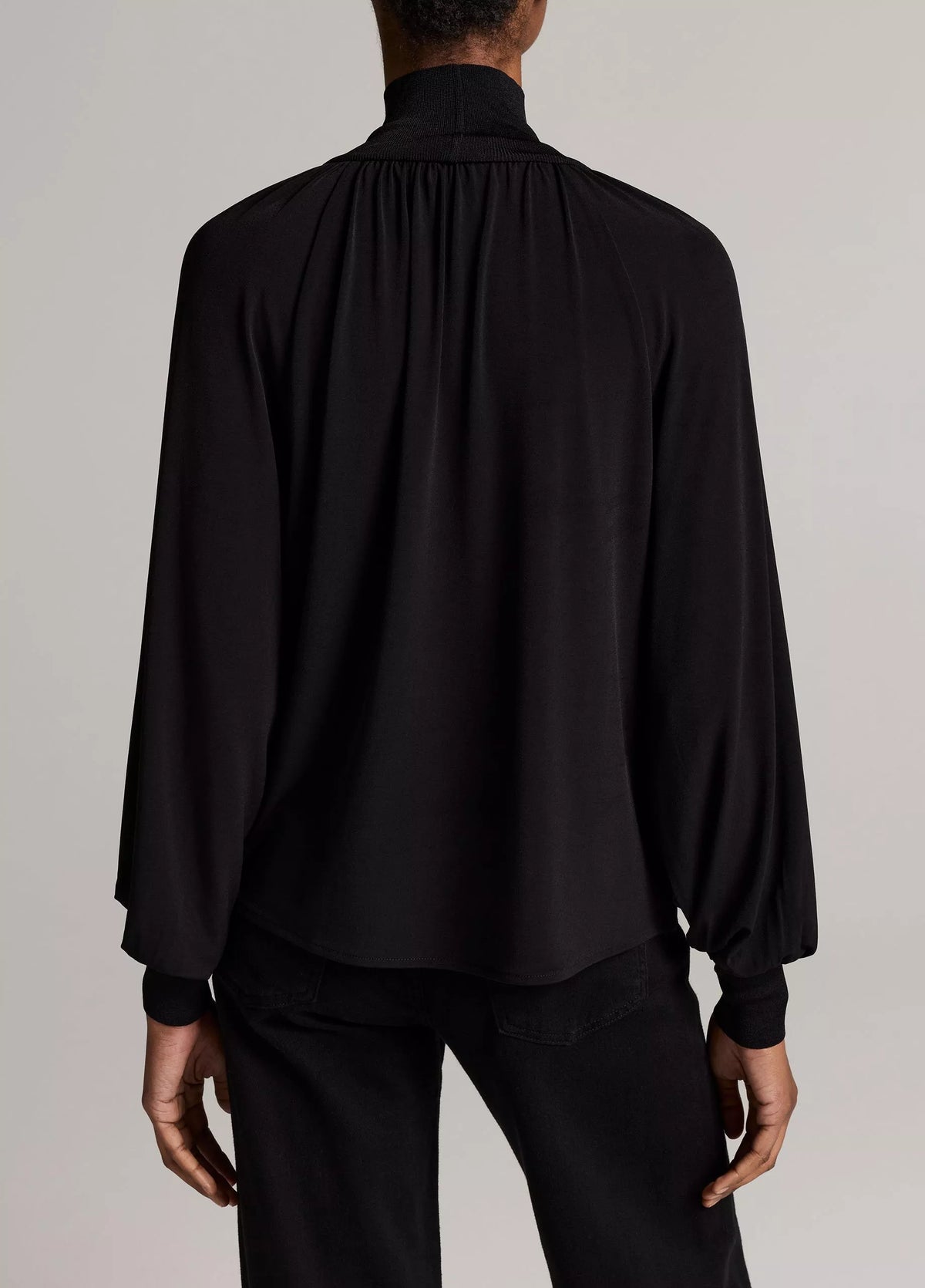 Vince Rib-Trim Gathered Long-Sleeve Turtleneck Top