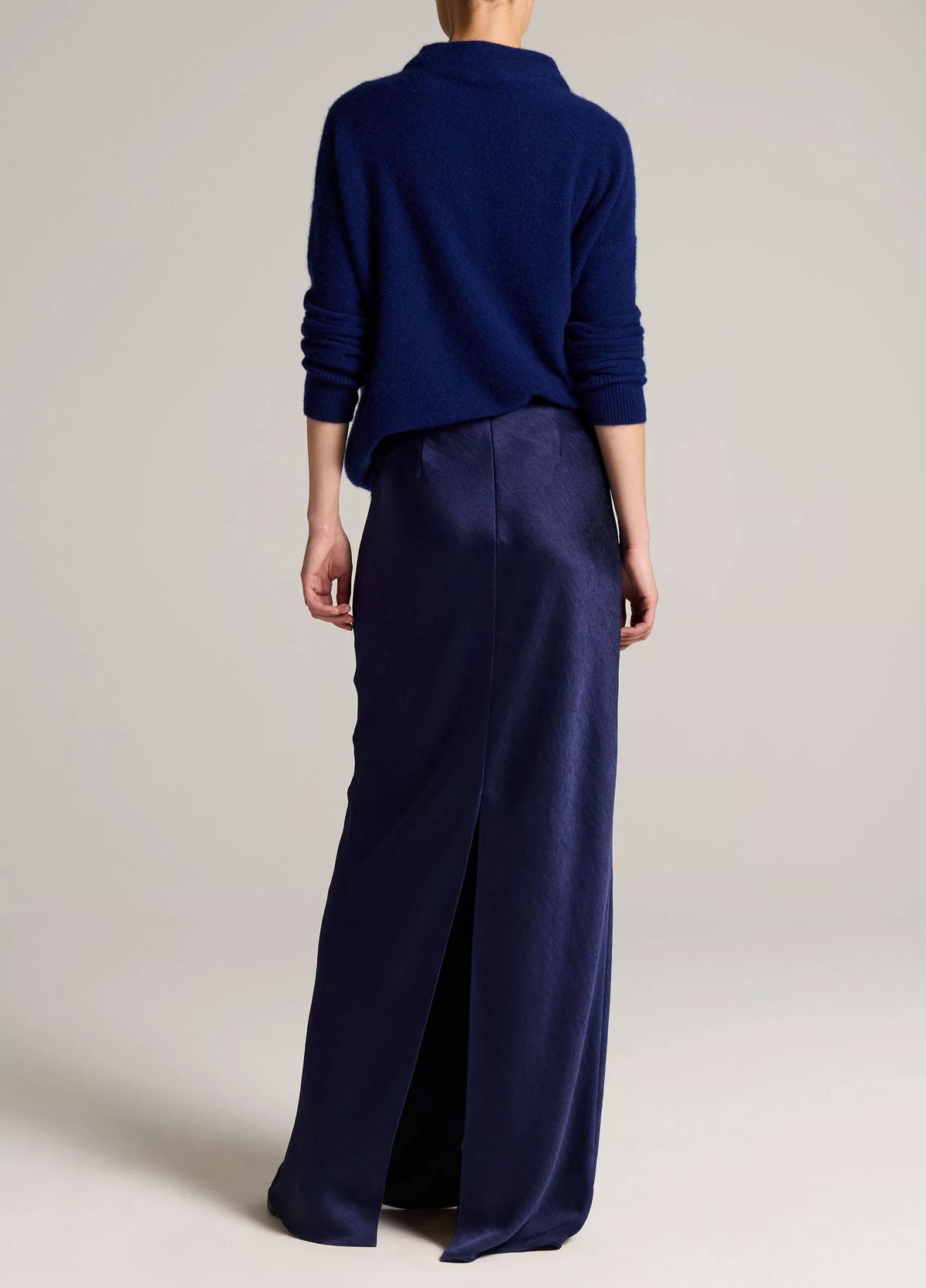 Vince Satin Bias Column Skirt - Dark Azure