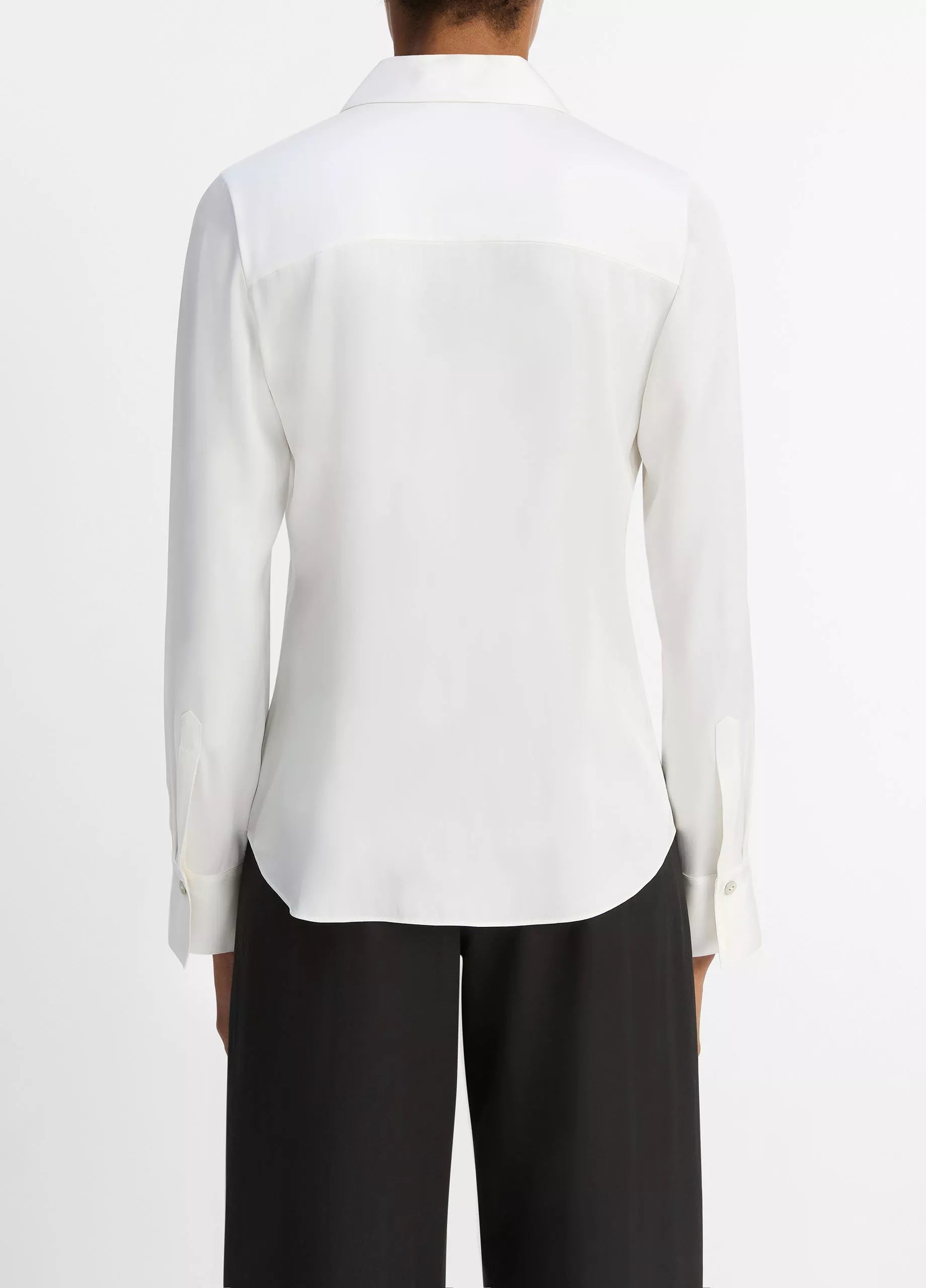 Vince Silk-Blend Slim Button-Front Blouse - Off White