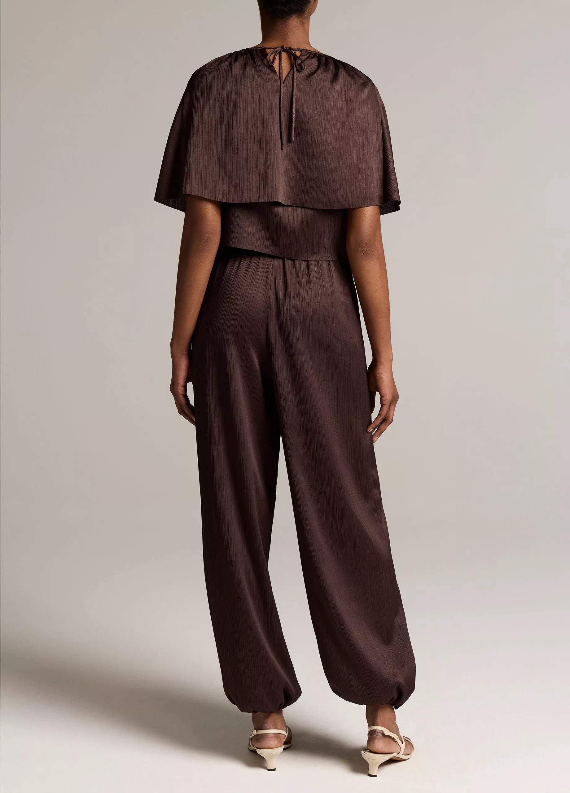 Vince Mid-Rise Plissé Drawcord-Hem Pant
