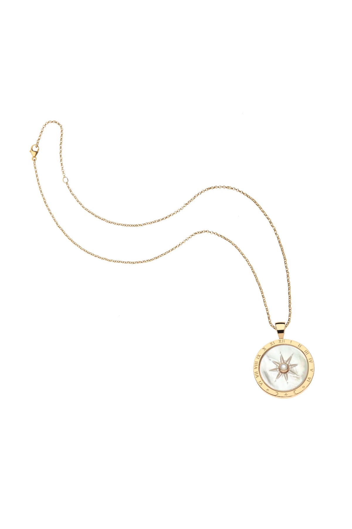 Jane Win FOREVER Sundial Carved Mother Of Pearl Pendant