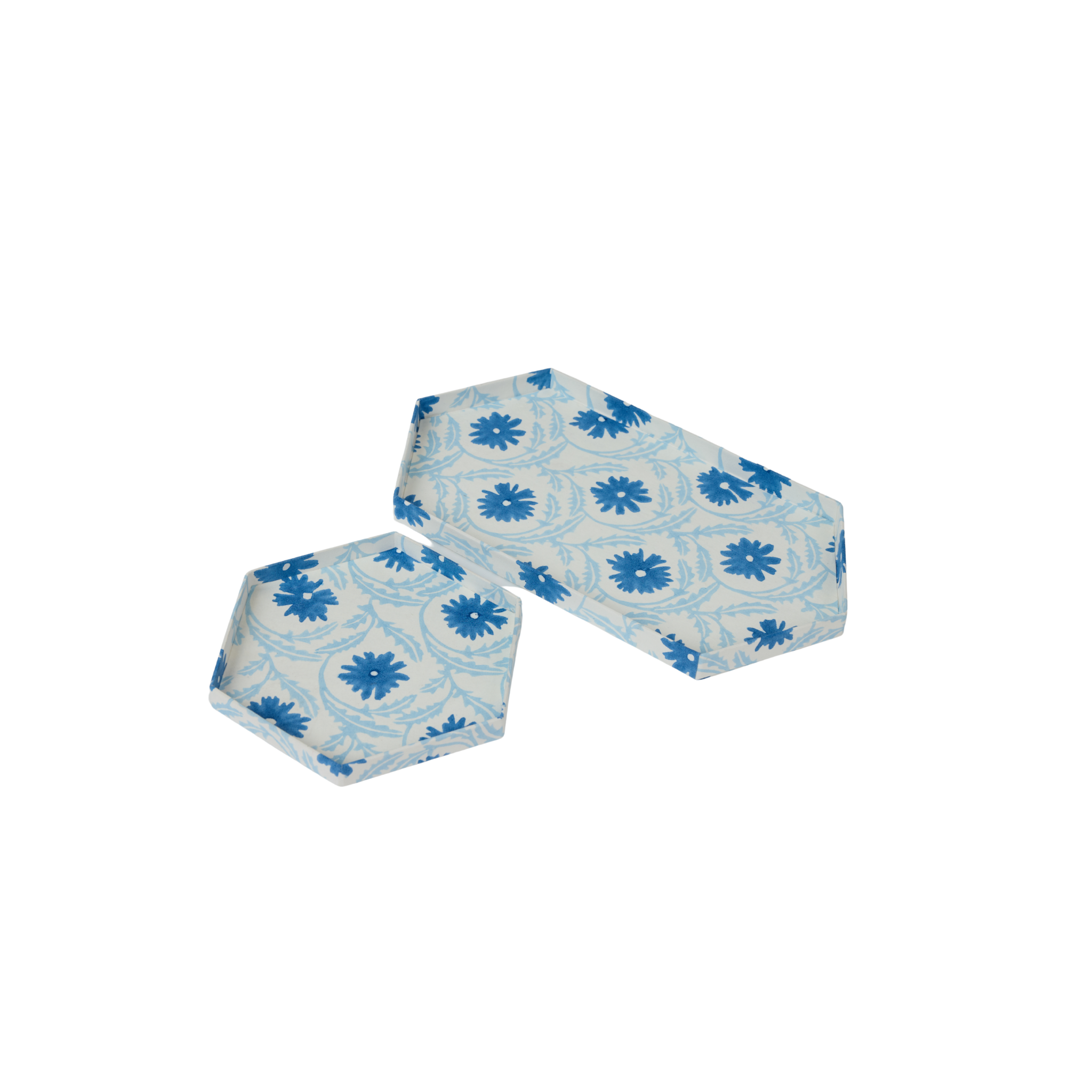 Maison Poire Marguerite Hexagon Tray Set - Cobalt