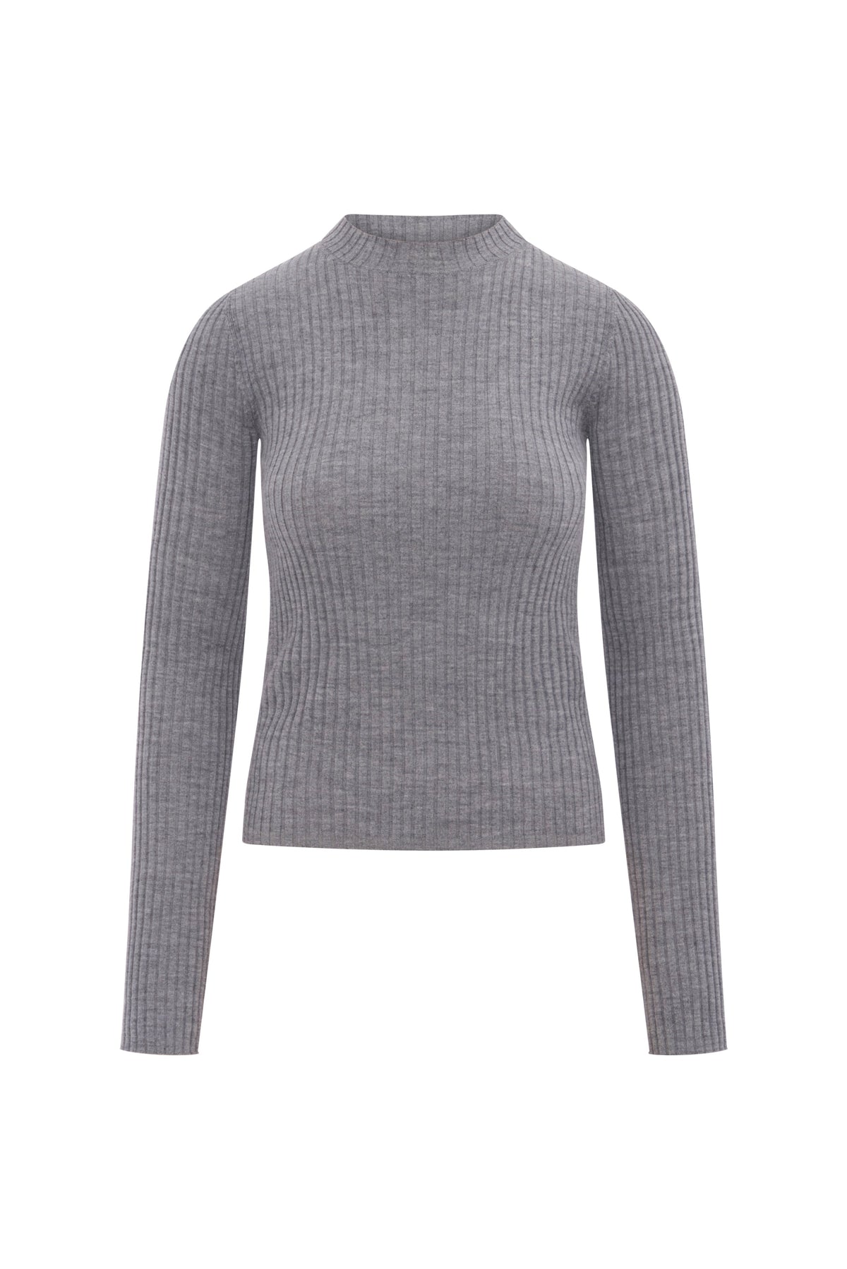 The Refined Ribbed Crew in Heather Smoke - WS