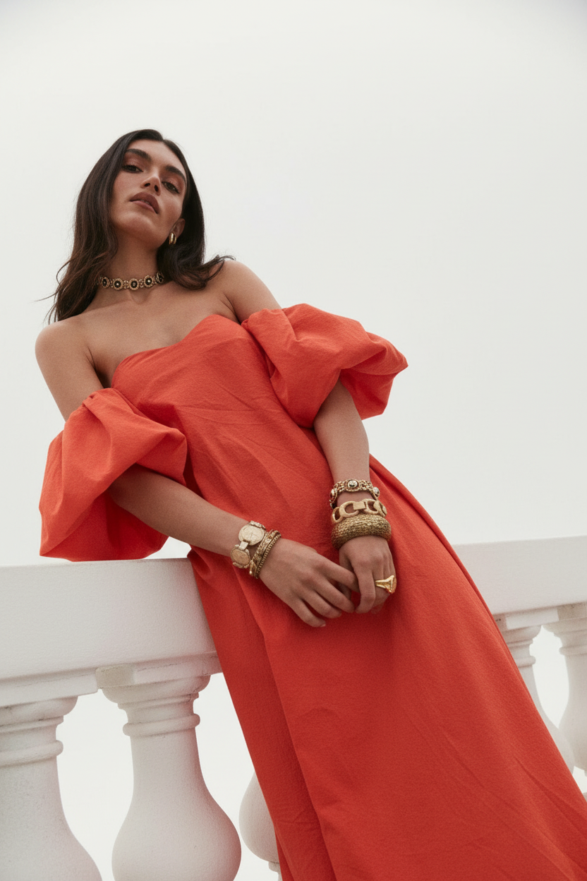 PALMER OFF SHOULDER MAXI DRESS