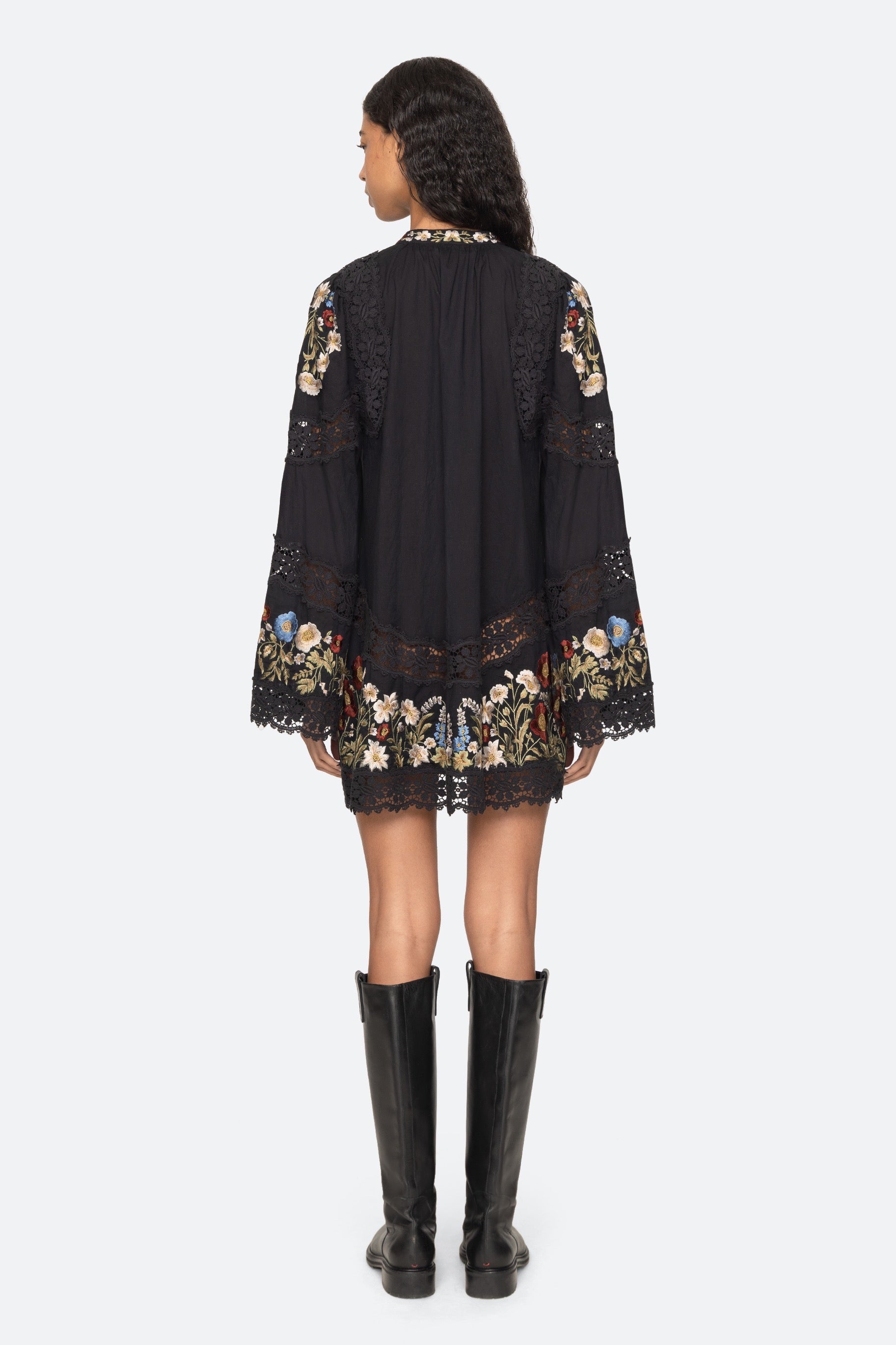 RUWA EMB L/SLV FLARE MINI DRESS (D2)