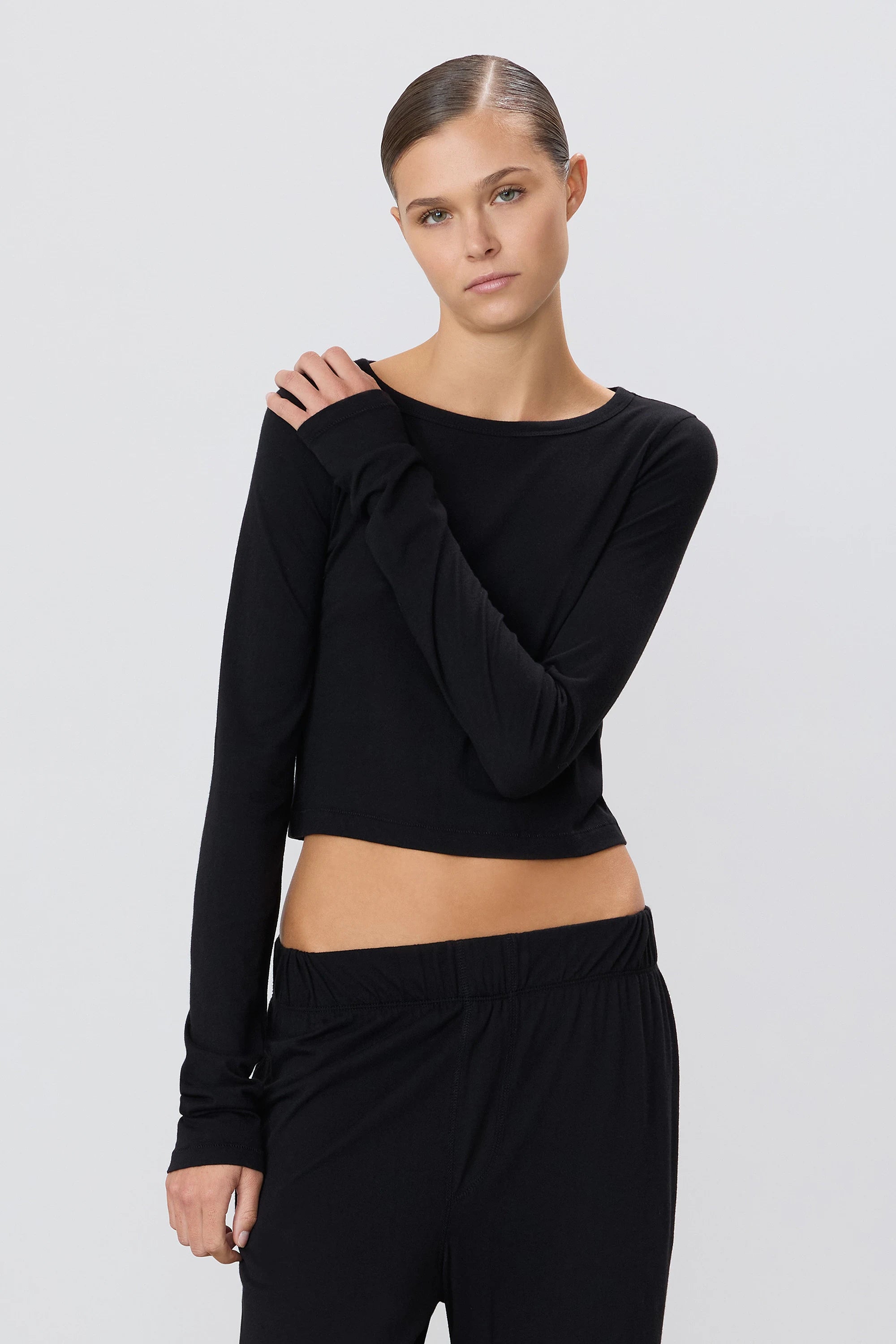 Eterne Long Sleeve Baby Tee - Black