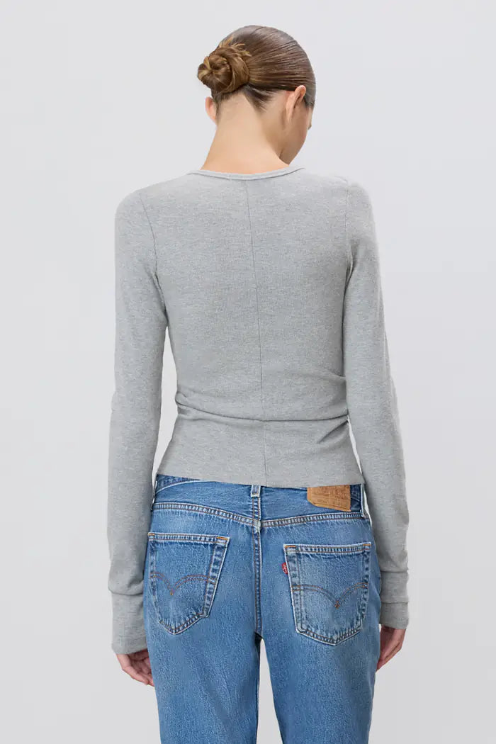 Eterne Long Sleeve Fitted Top - Heather Grey