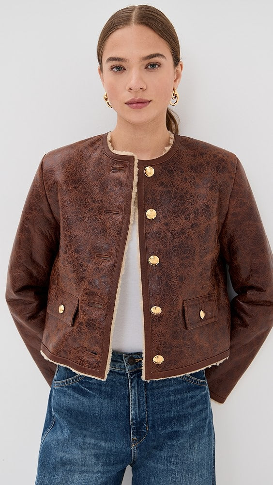 Nili Lotan Zanie Short Shearling Coat