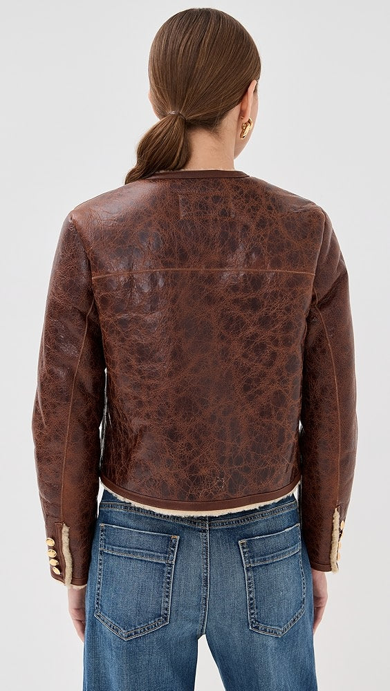 Nili Lotan Zanie Short Shearling Coat