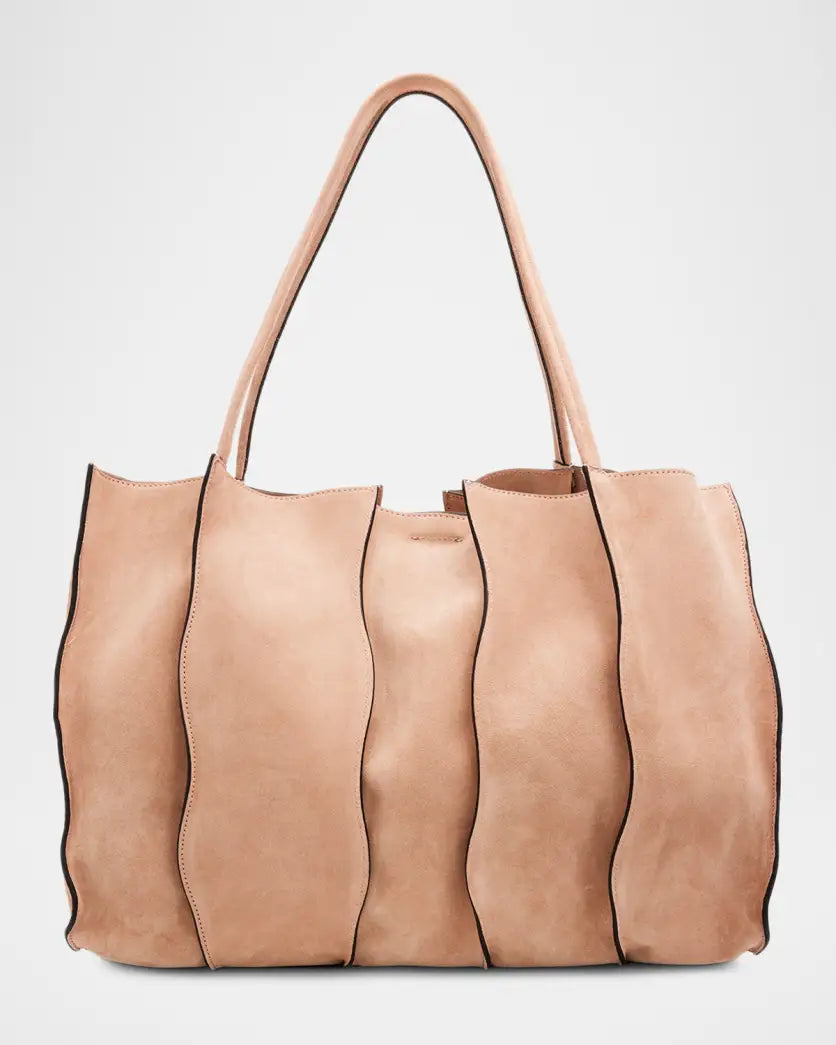 Ulla Johnson Adria Large Wavy Suede Tote Bag - Sienna