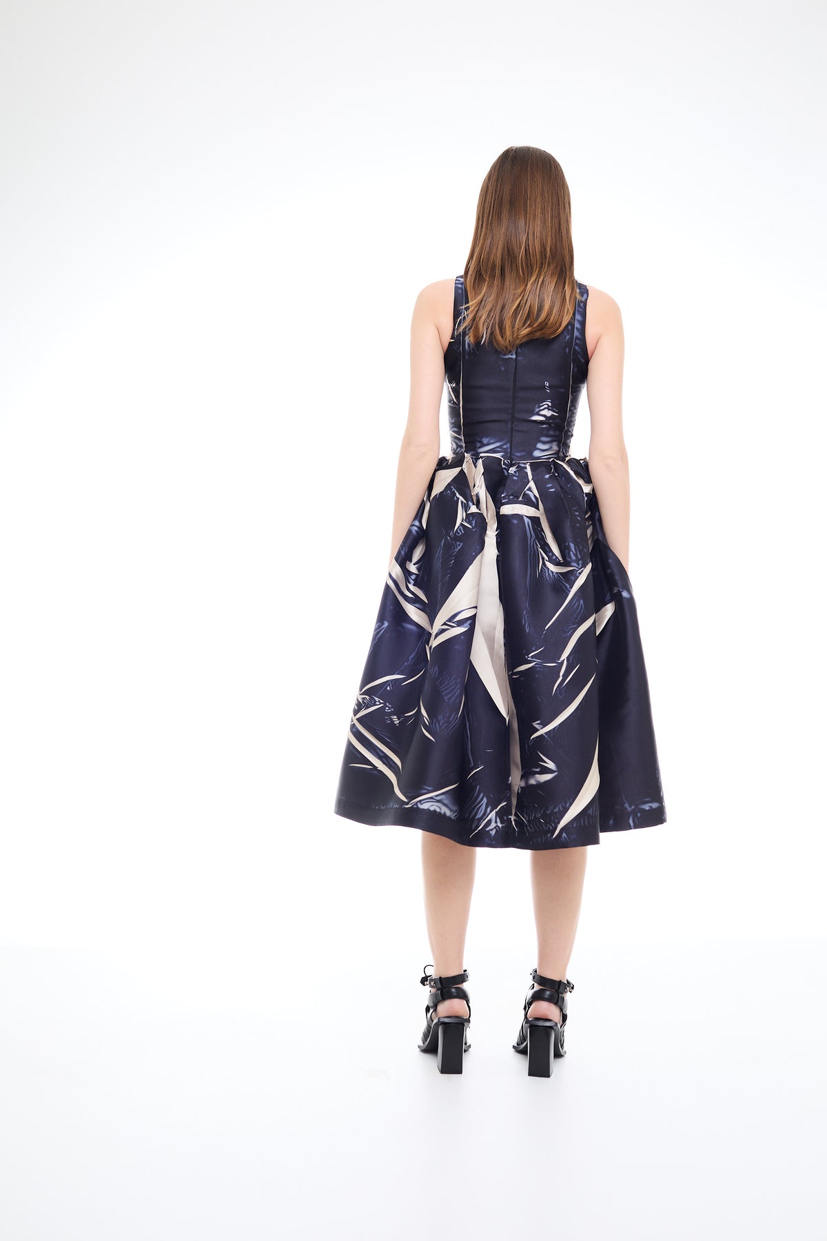 PRINTED SLEEVELESS PRINCESS PUFF DRESS