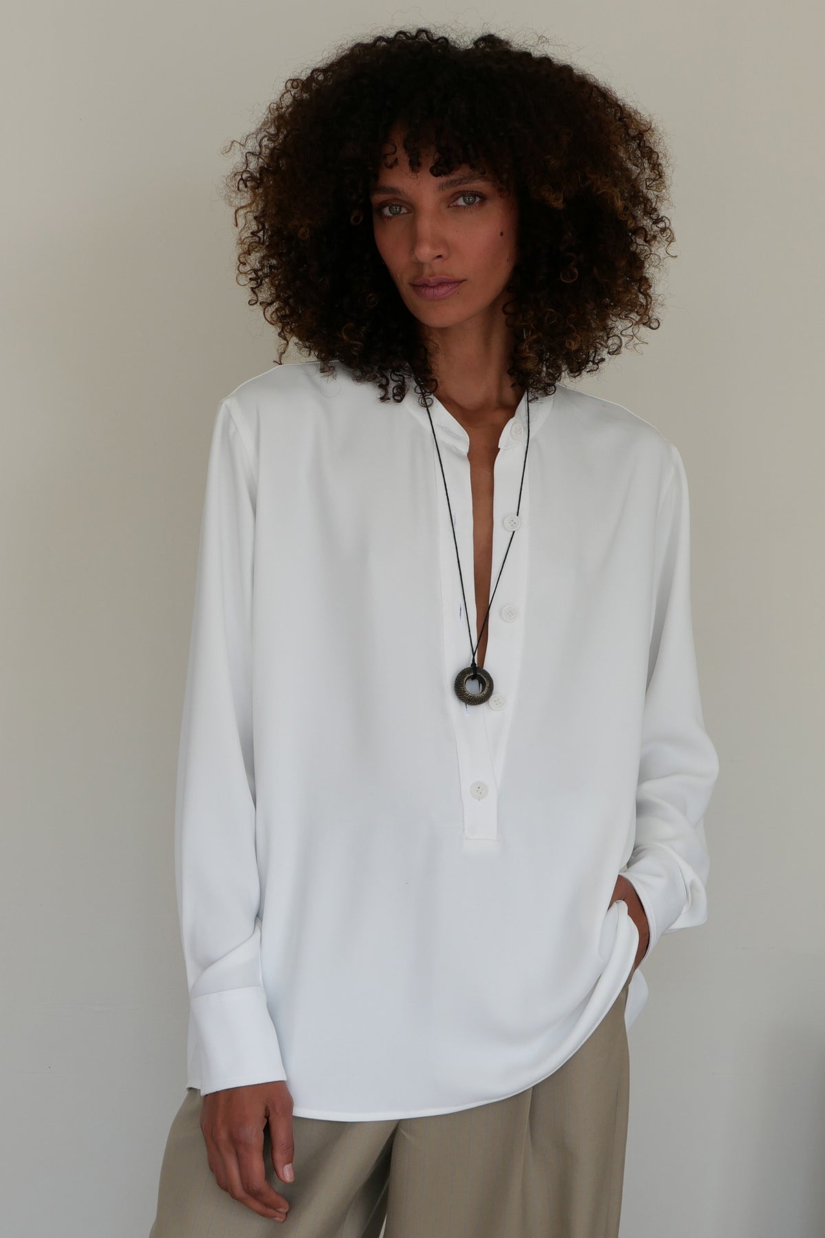 The Crepe Button Blouse